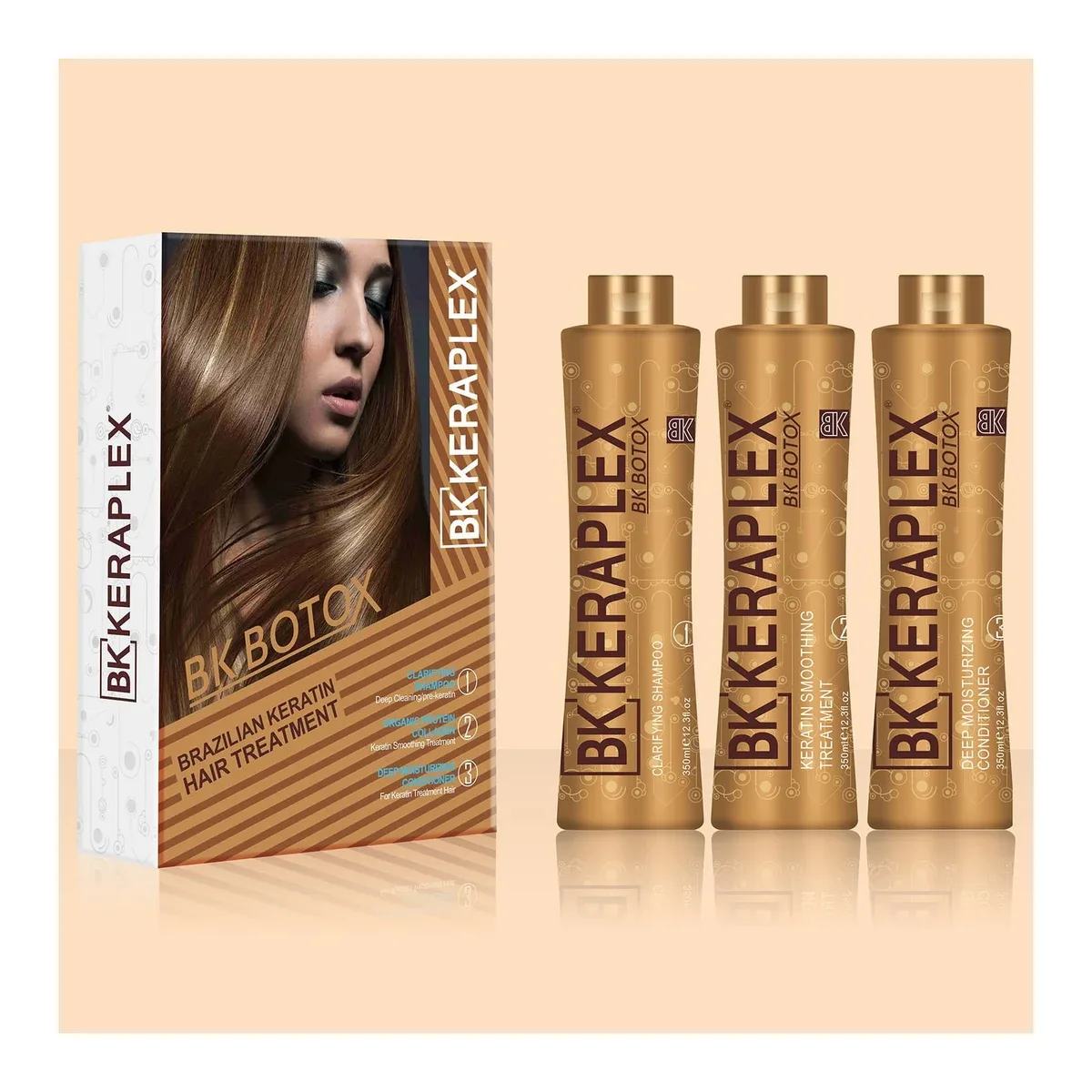 BK Keraplex BK Botox Brazilian Keratin Hair Treatment Kit (3 x 350 ml)