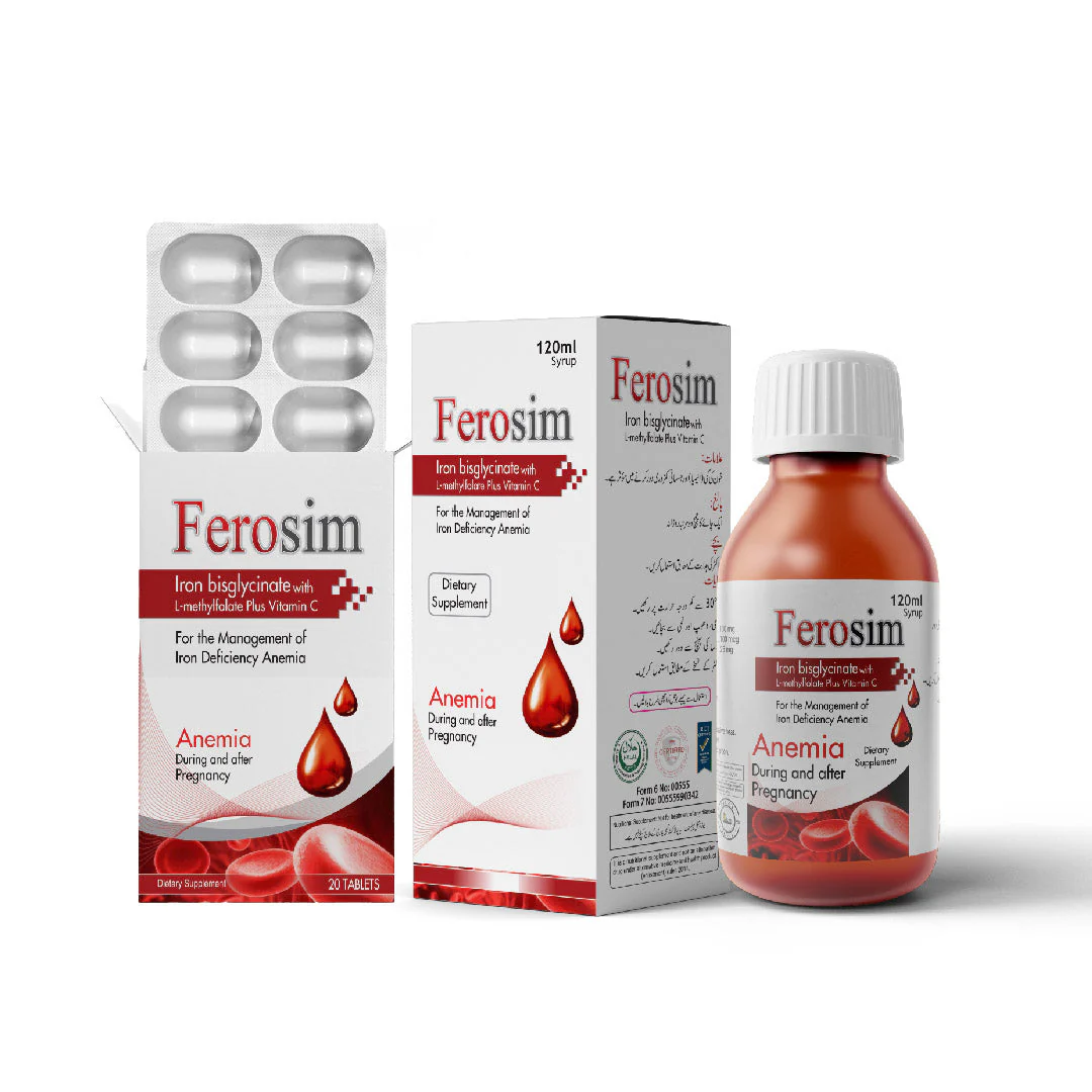 NB Sons Ferosim Iron Bisglycinate Tablets with Folate for Haemoglobin